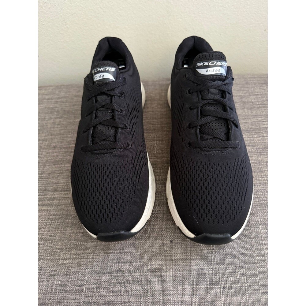 Women’s Skechers Arch Fit Black/White Running Shoes Size 7 - Picture 2 of 9